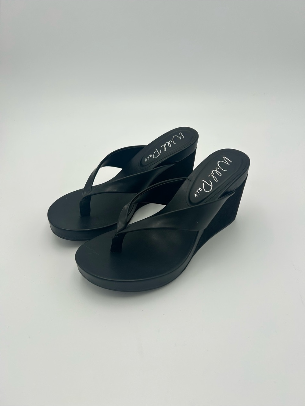 Wild Pair Black Wedge Heel Sandals
